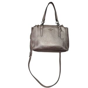 Coach Mini Christie Carryall Satchel in Crossgrain Gold Metallic Leather F23337